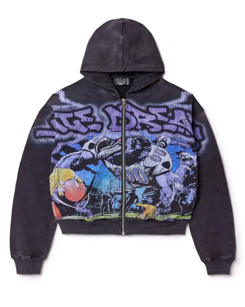 Kemik Bahçesi Sokak Giyimi Harfli Hip Hop Grafikli Köpük Fermuarlı Kapşonlu Sweatshirt Erkekler İçin Gotik Gevşek Y2k Kapşonlu Sweatshirt Kadınlar_voghion.com