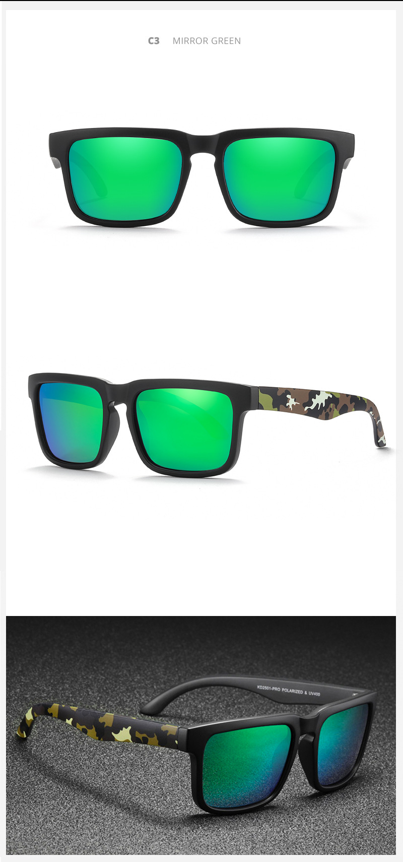 KDEAM Occhiali da sole polarizzati colorati con vera pellicola Occhiali da sole casual con scatola Occhiali alla moda colorati KD2501PRO_voghion.com