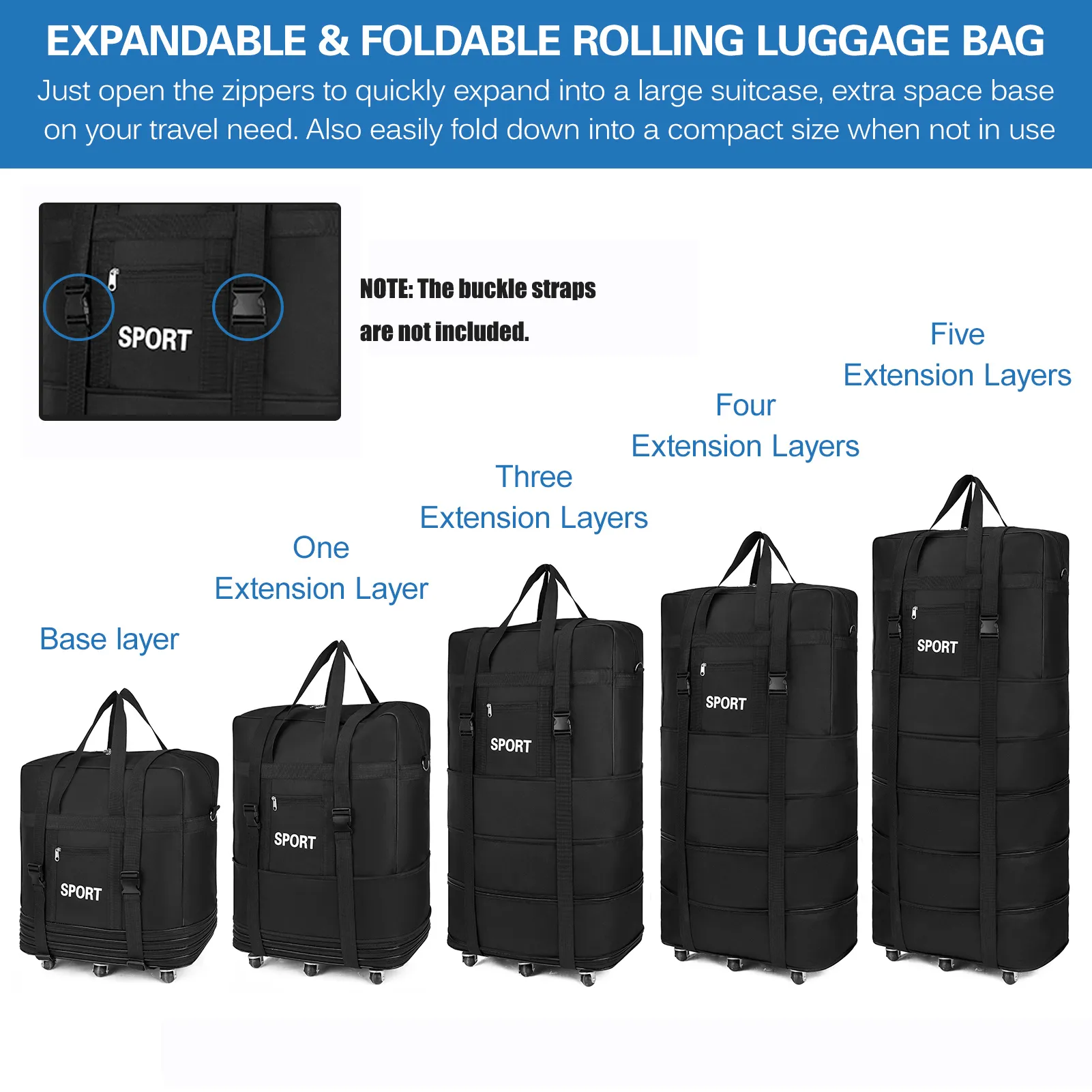 Expandable Suitcase Foldable High Quality Rolling For Travel Business Large Capacity Lage Storage Bag_voghion.com