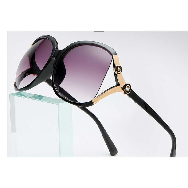 Montatura grande Camellia Rose Trend, occhiali da sole alla moda, occhiali da donna di mezza età_voghion.com