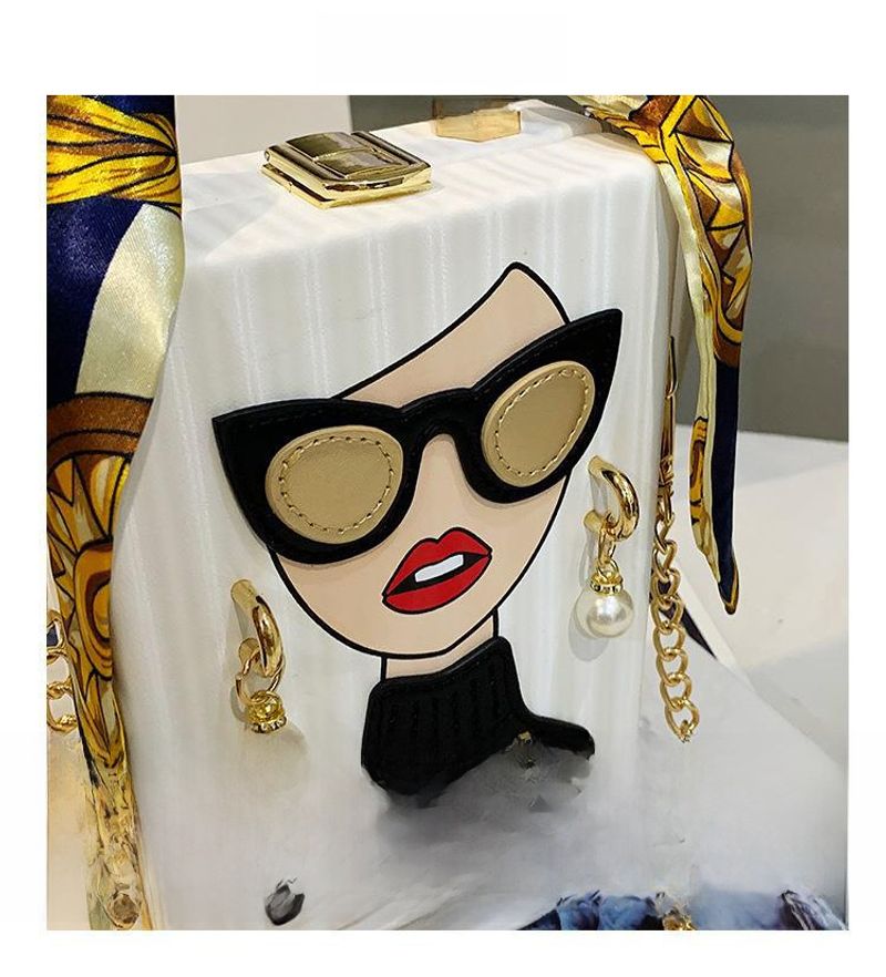 2023 grenzüberschreitende neue Box-Dinner-Tasche personalisierte Nischen-Graffiti-Handytasche Retro-Kette Handytasche_voghion.com