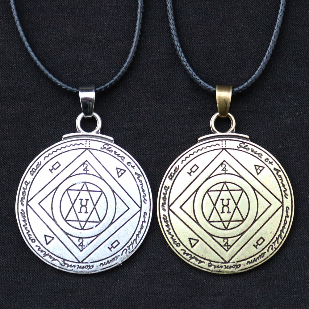 Viking amulet necklace Solomon pentagram sealed pendant pagan witchcraft jewelry_voghion.com