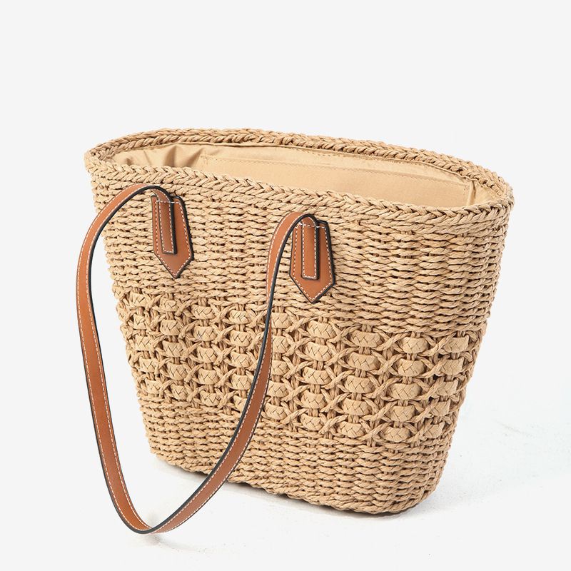 Koreanische version von einfache große kapazität gemüse korb handtasche ins meer tote stroh woven strand tasche_voghion.com
