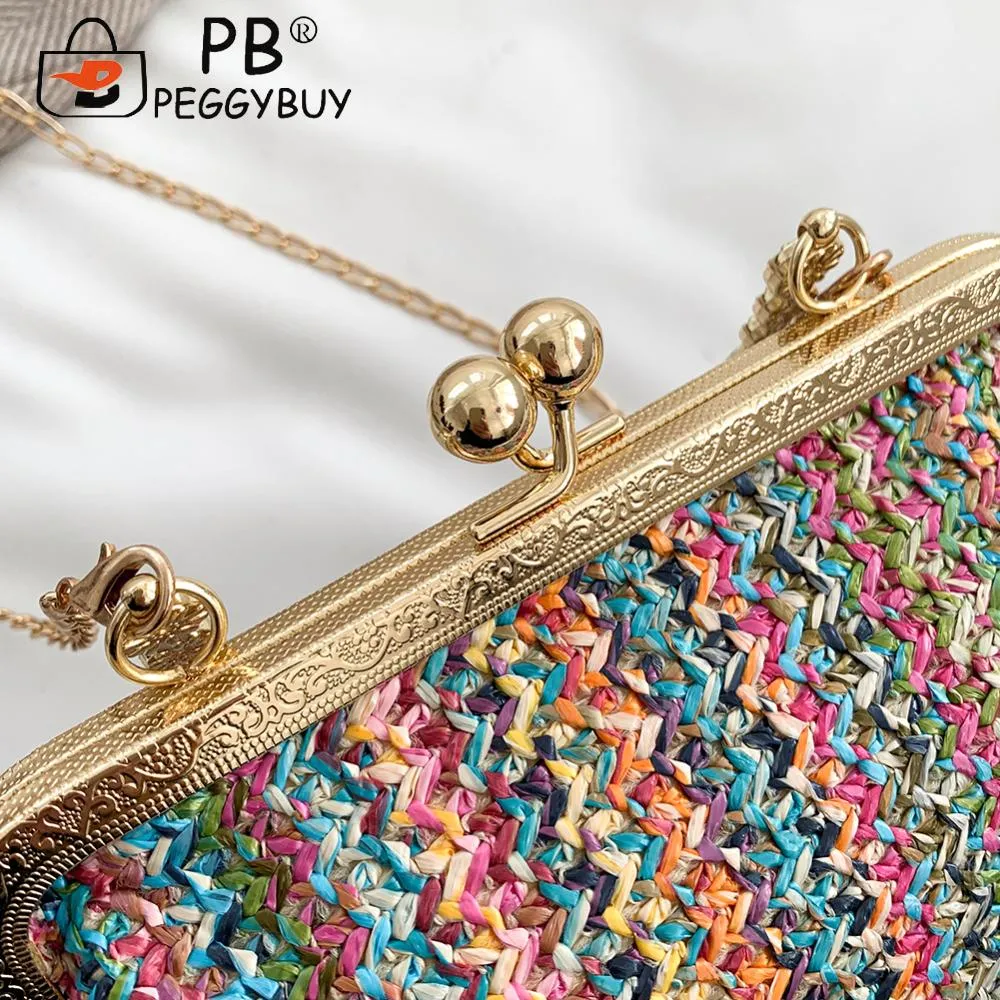 Damenmode Shopping Bunte Damen Hobo Stroh Mädchen Hochwertige Große Tasche Lässige Haspe Für Sommer Strandurlaub_voghion.com