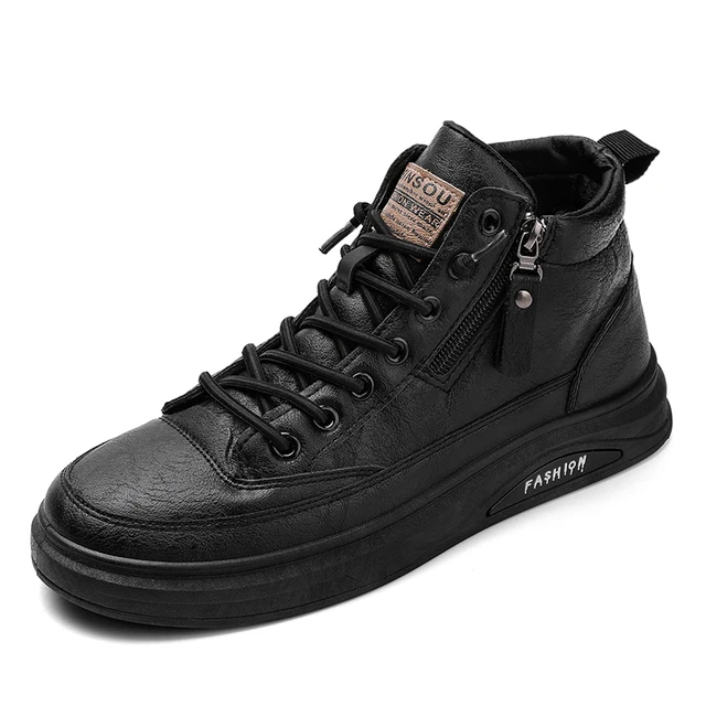 Botas de couro masculinas da moda, novas botas casuais de outono, calçados masculinos de cano alto de alta qualidade para áreas externas e inverno, botas ho_voghion.com