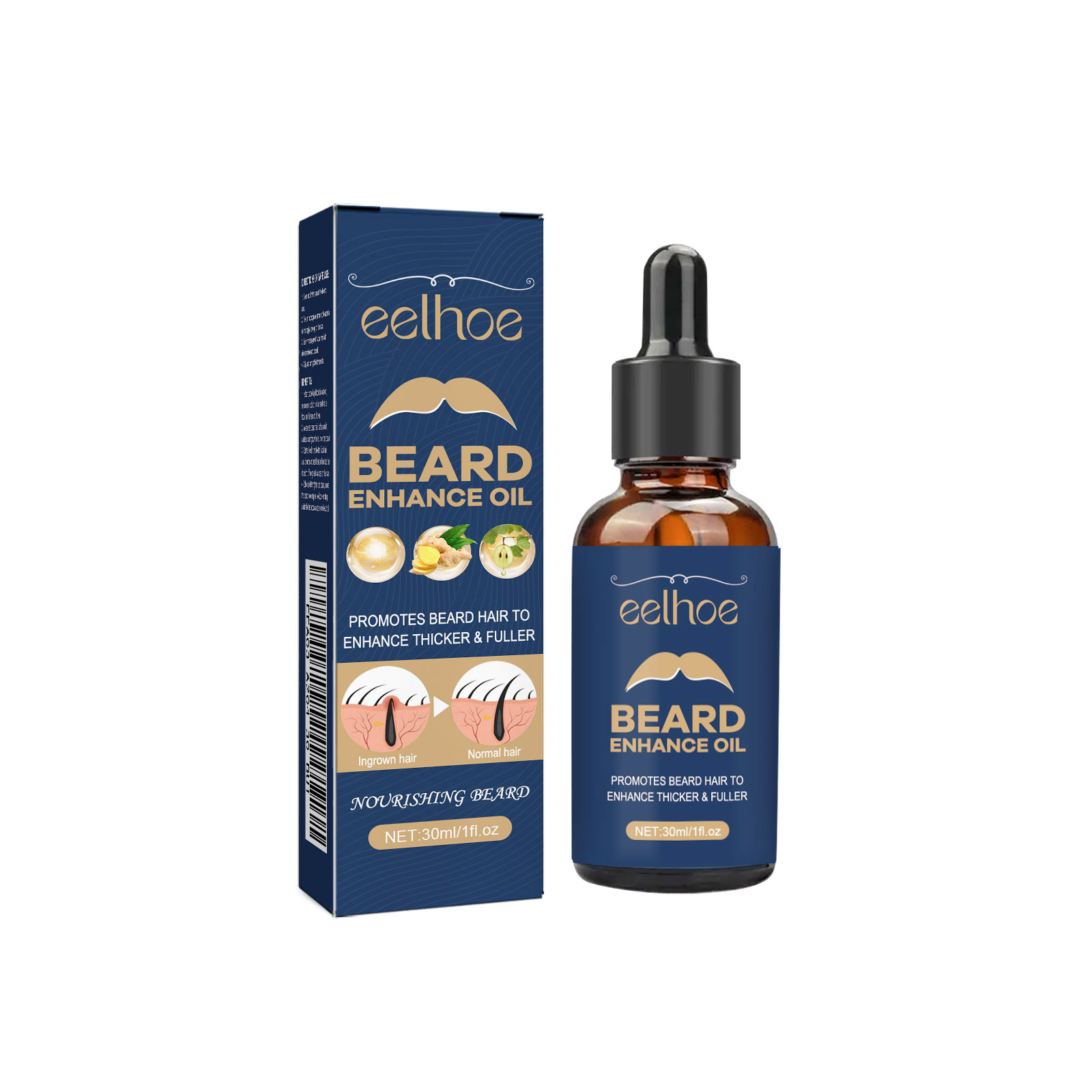 EELHOE Beard Treatment Oil, Strong Fur Root Moisturizing Soft Brightening Men's Beard Nourishing Thick Hair Essential Oil_voghion.com