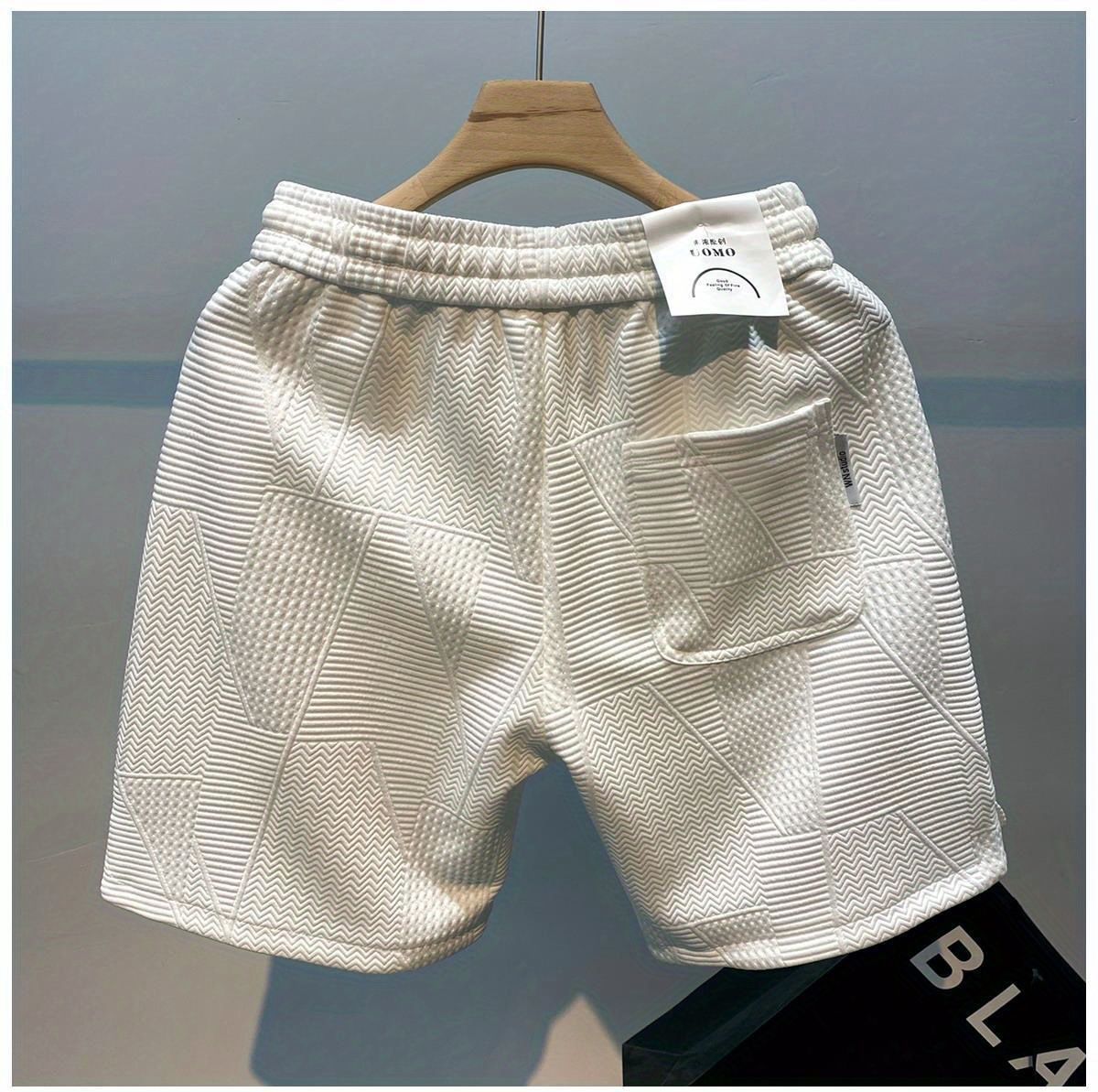 Herreklær bølgete shorts, designer nisje avslappet fempunkts strandbukser, sommer high street sportsshorts_voghion.com