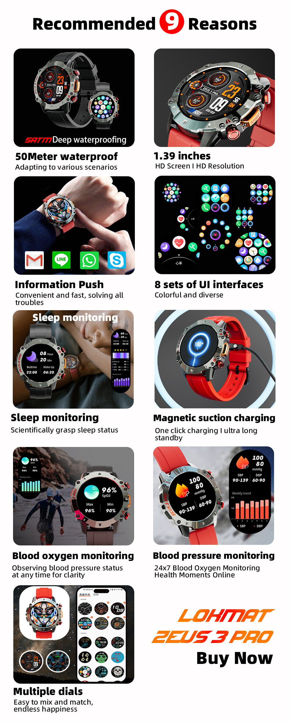 LOKMAT Smart Watch ZEUS3 PRO Outdoor Sports Bluetooth Call Phone Book Call Message Reminder_voghion.com