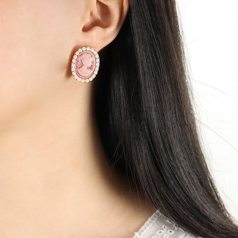 Orecchini perla vintage stile francese placcati oro per donna_voghion.com