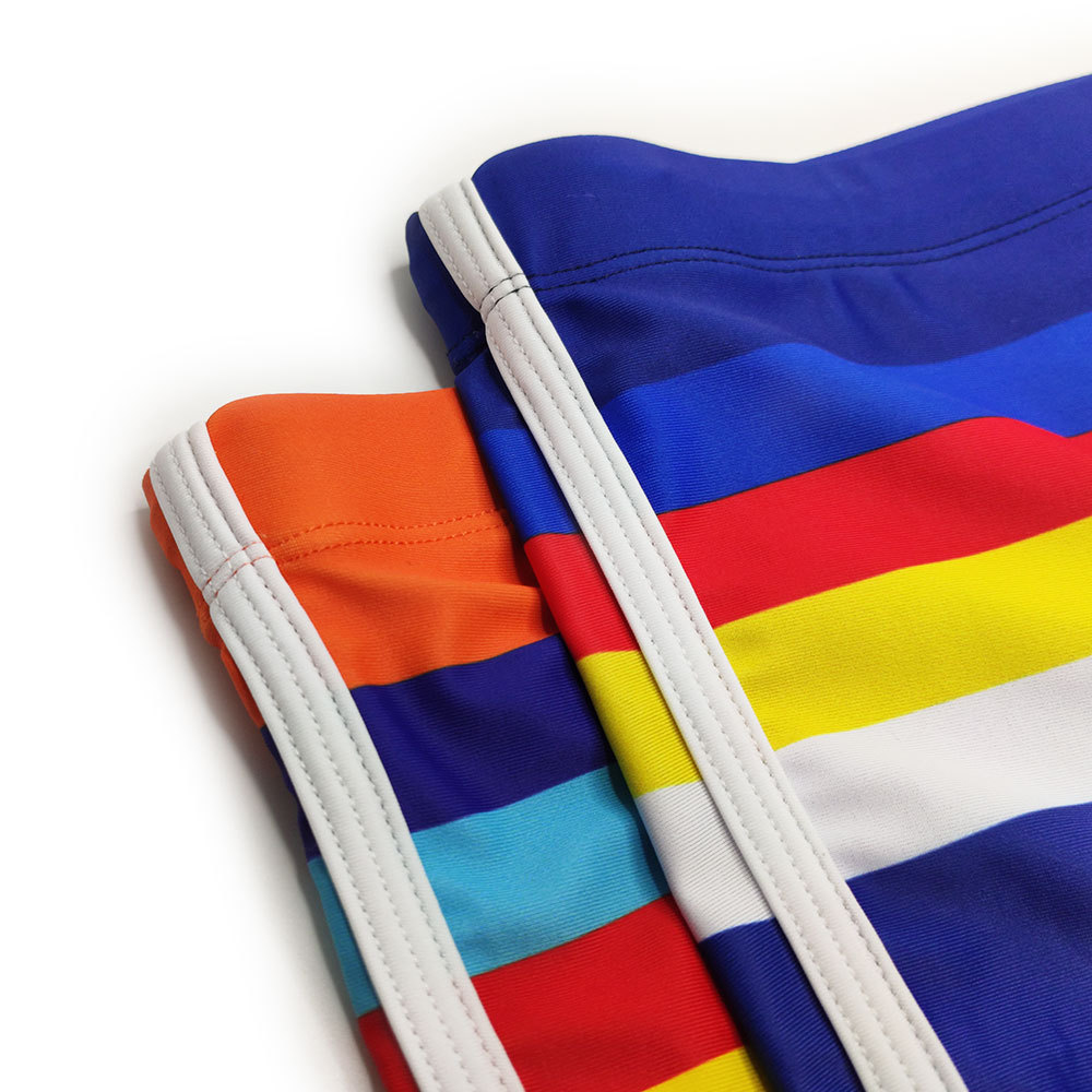 UXH Short de bain à rayures colorées pour homme, short de sport à séchage rapide, coupe ajustée et tendance_voghion.com