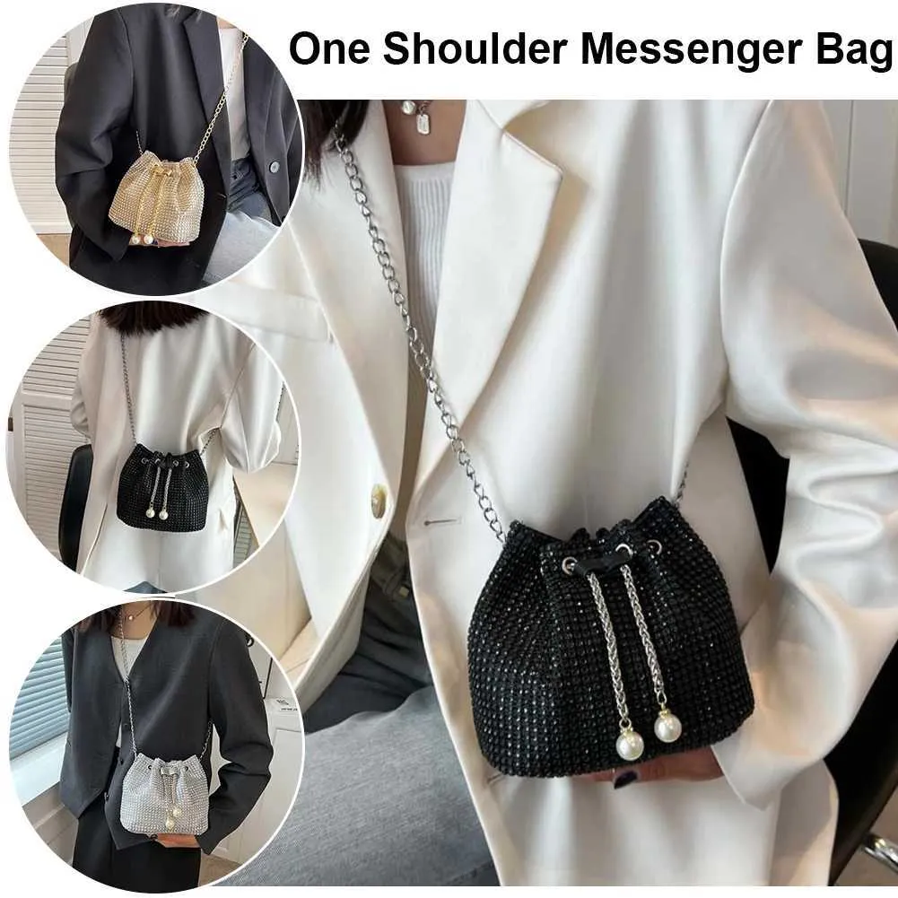 Moda Rhie Handbags Shiny Dia Bucket Wedding Party Shoulder Underarm Bag per le donne Shoppin241211_voghion.com