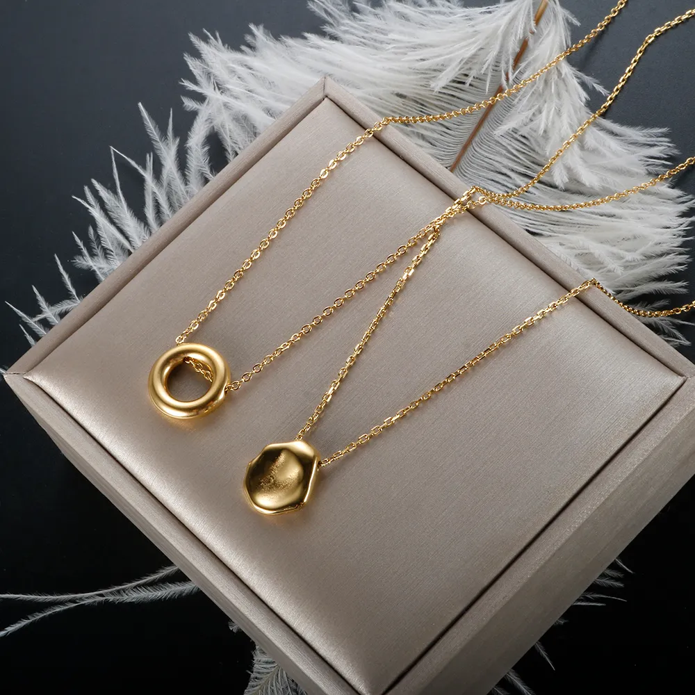 Collane con ciondolo Semplice ovale Multi strato Collana per donna Uomo Acciaio inossidabile Catena a maglie Choker Hip Hop Trendy_voghion.com