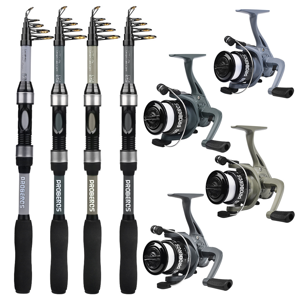 Conjunto de varas de pesca portáteis, varas de arremesso de longa distância, mini varas de pesca, carretilhas de pesca, linhas de pesca, iscas, varas de pesca, conjunto completo de varas de pesca_voghion.com