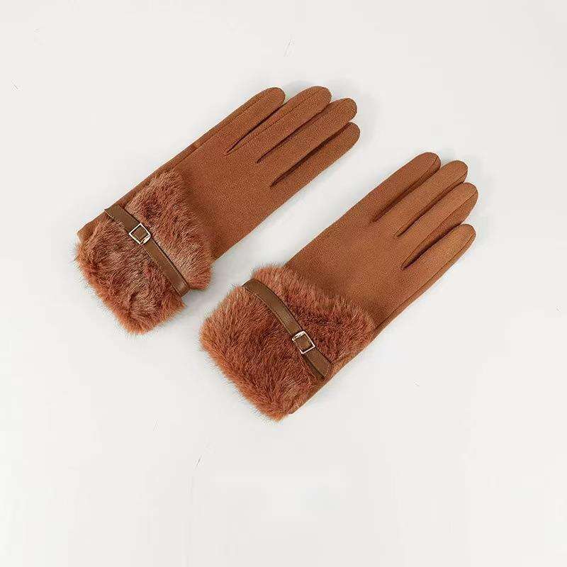 Woolen Suede Winter Fashion, Warm Outdoor Gloves, Windproof And Cold Proof, Suitable For Women's Gloves_voghion.com