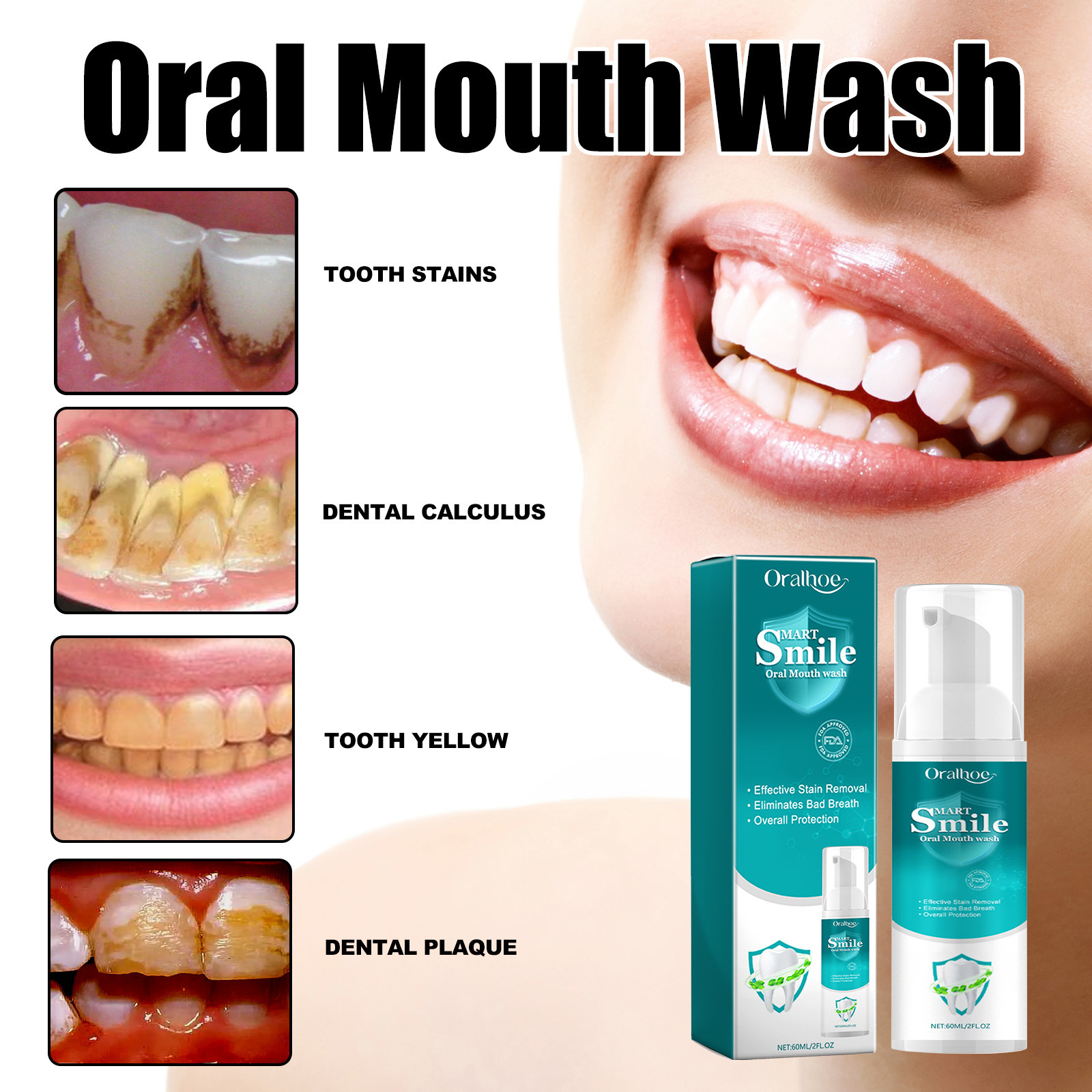 Oral Mousse, Teeth Yellow Teeth Cleansing Fresh Oral Care