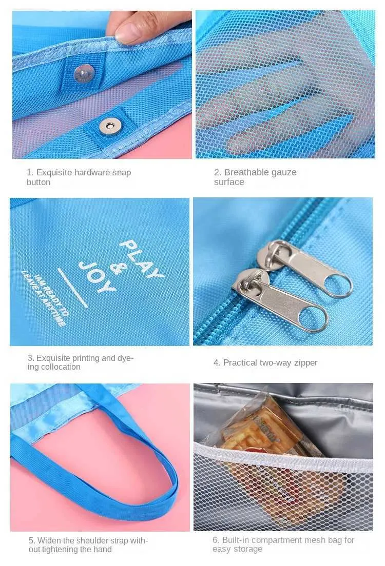 Heat resistant picnic beach womens mesh transparent double-layer swimming high-capacity shopping waterproof bag handbag_voghion.com