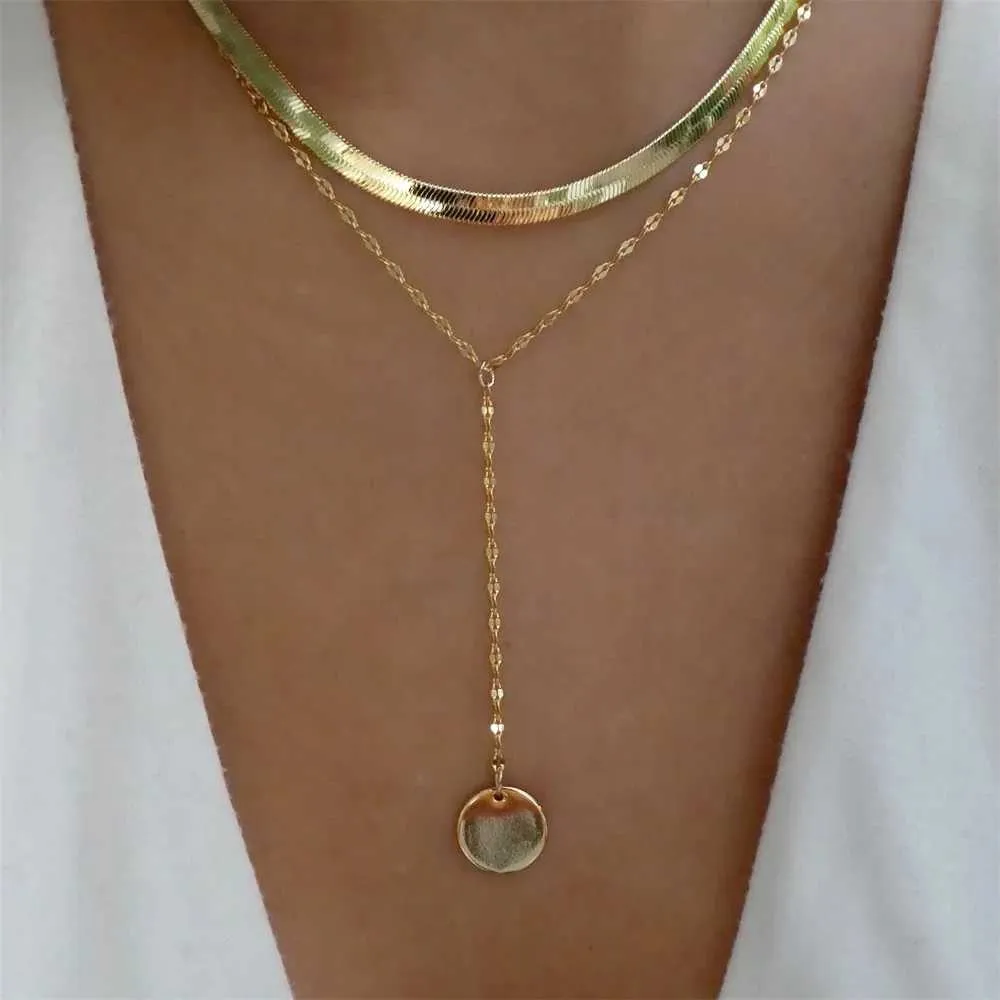 Colliers pendentifs Bls miroir en or en forme de cœur adapté aux femmes à la mode collier pendentif multicouche ensemble de bijoux_voghion.com