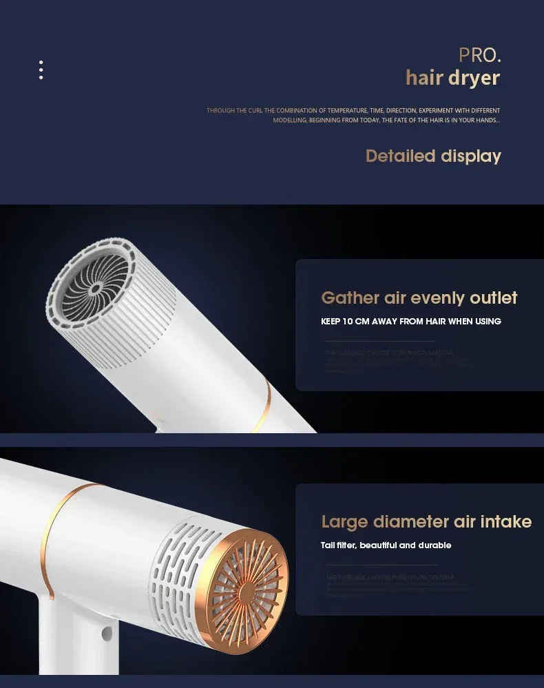 Luxury Ionic Blow Dryer - Salon Cold Wind Professional Styler_voghion.com