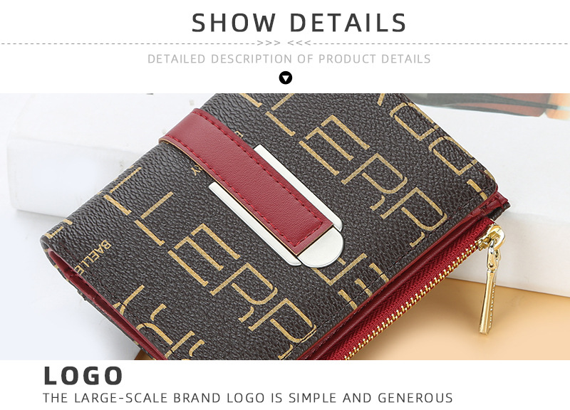 Baellerry ladies short wallet style printed multi-card slots snap coin purse fashionable zipper card holder for women_voghion.com