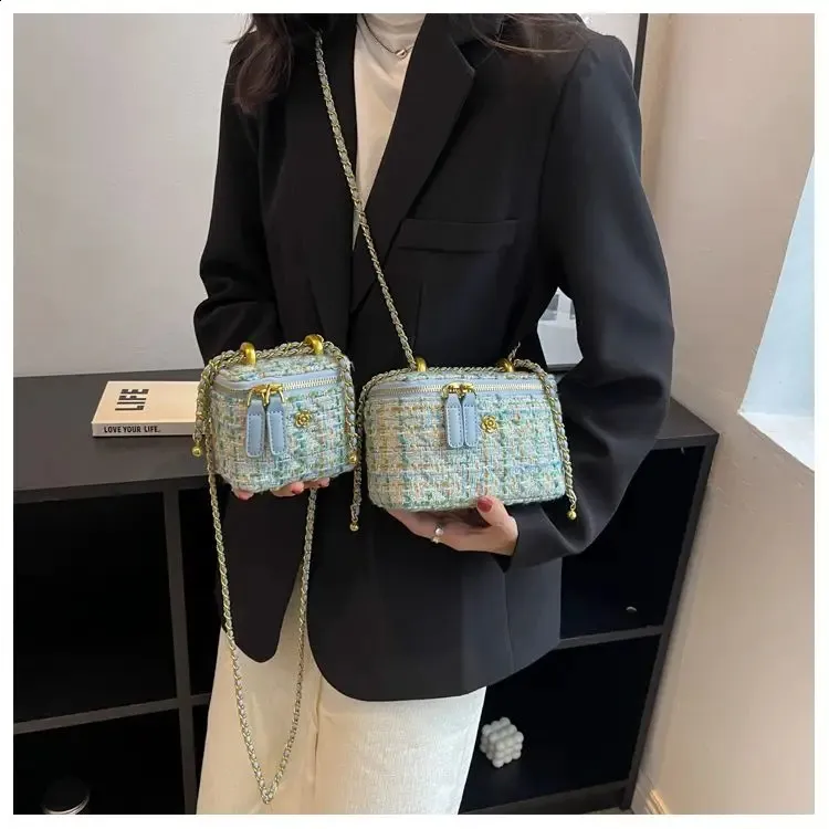 ELLOVADO Mini Dia Pattern Chain Shoulder Square Bag per donna Borse a tracolla alla moda Sac A Main Femme Viola 240725_voghion.com