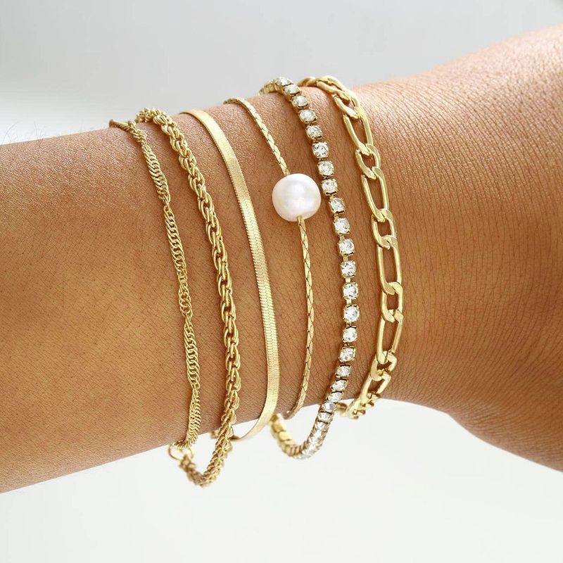 Boheemse minimalistische hand sieraden metalen dames set 6 multi layer ketting eenvoudige armband_voghion.com