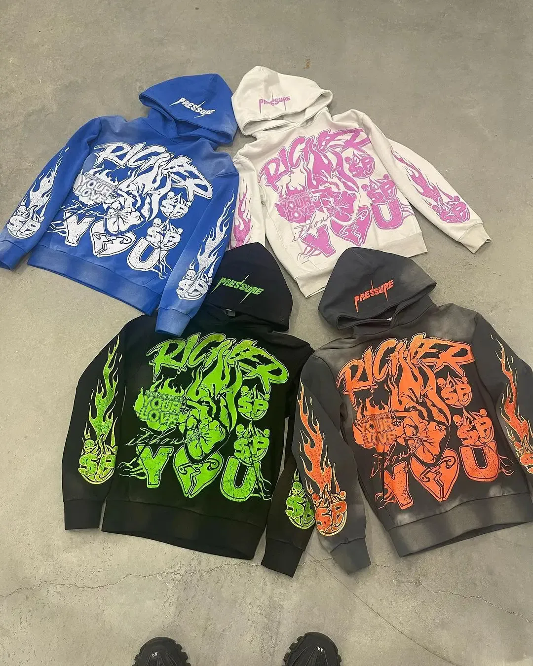 Amerikan Grafik Baskılı Kapşonlu Sweatshirt Peluş Kazak Haruku Vintage Y2K Sokak Giyimi Sokak Eşofman Takımı Erkek_voghion.com