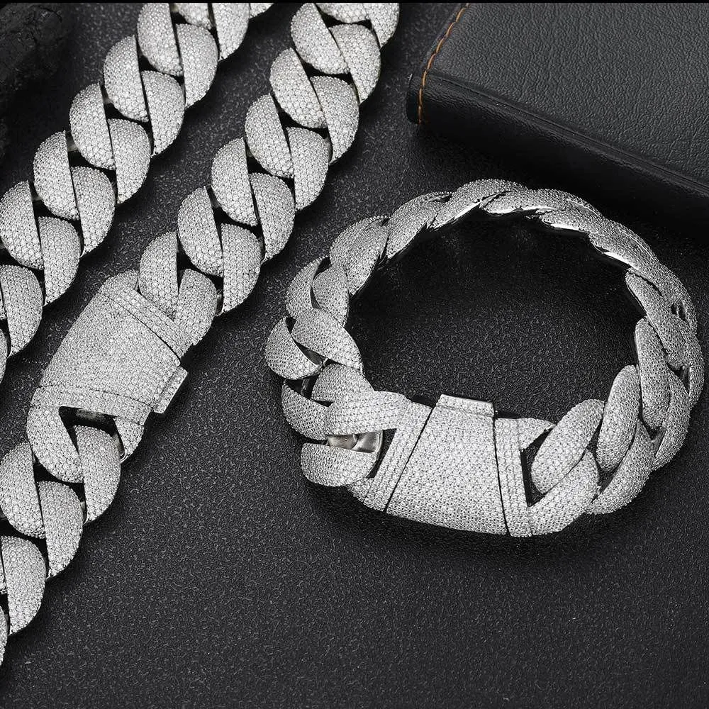 22mm Hip Hop 5A Cubic Zircon Tennis Bracelets Real Gold plated Bracelet Cuban Link Men Jewelry_voghion.com