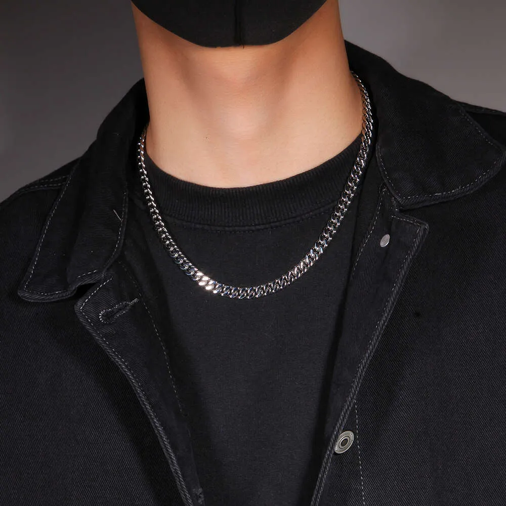 Collana con catena a maglie cubane in argento sterling dorato Hip Hop da 8-12 mm di larghezza per uomo, fibbia a molla liscia_voghion.com