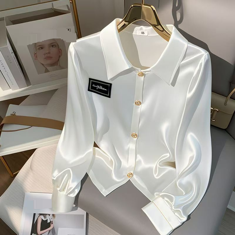 Chemise à manches longues pour femme, nouveau style d'automne, luxe léger, sensation haut de gamme, le beau petit haut de chemise populaire de cette année
