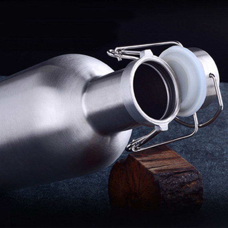 Prémium 2 literes rozsdamentes acél palack, házilag készített sörfőző, biztonságos, lengőtetejű, nagy kapacitású sörösüveg kültéri sörfőzéshez, sörfőzéshez_voghion.com