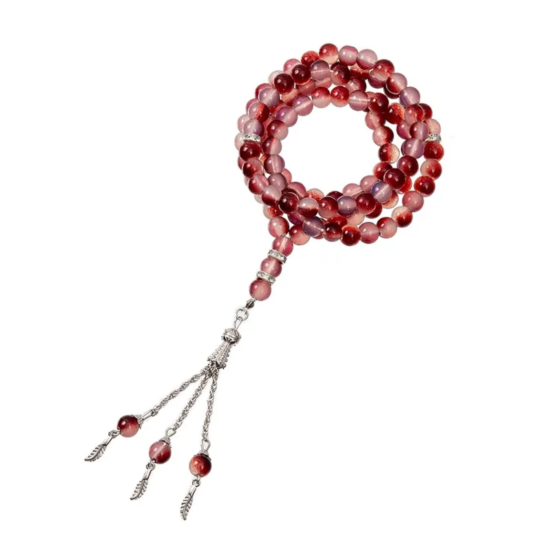 Anhänger Halsketten Y4QB Muslim Rosenkranz 8mm Tasbeeh Gebetsperlen 99 Buntes Harz für_voghion.com