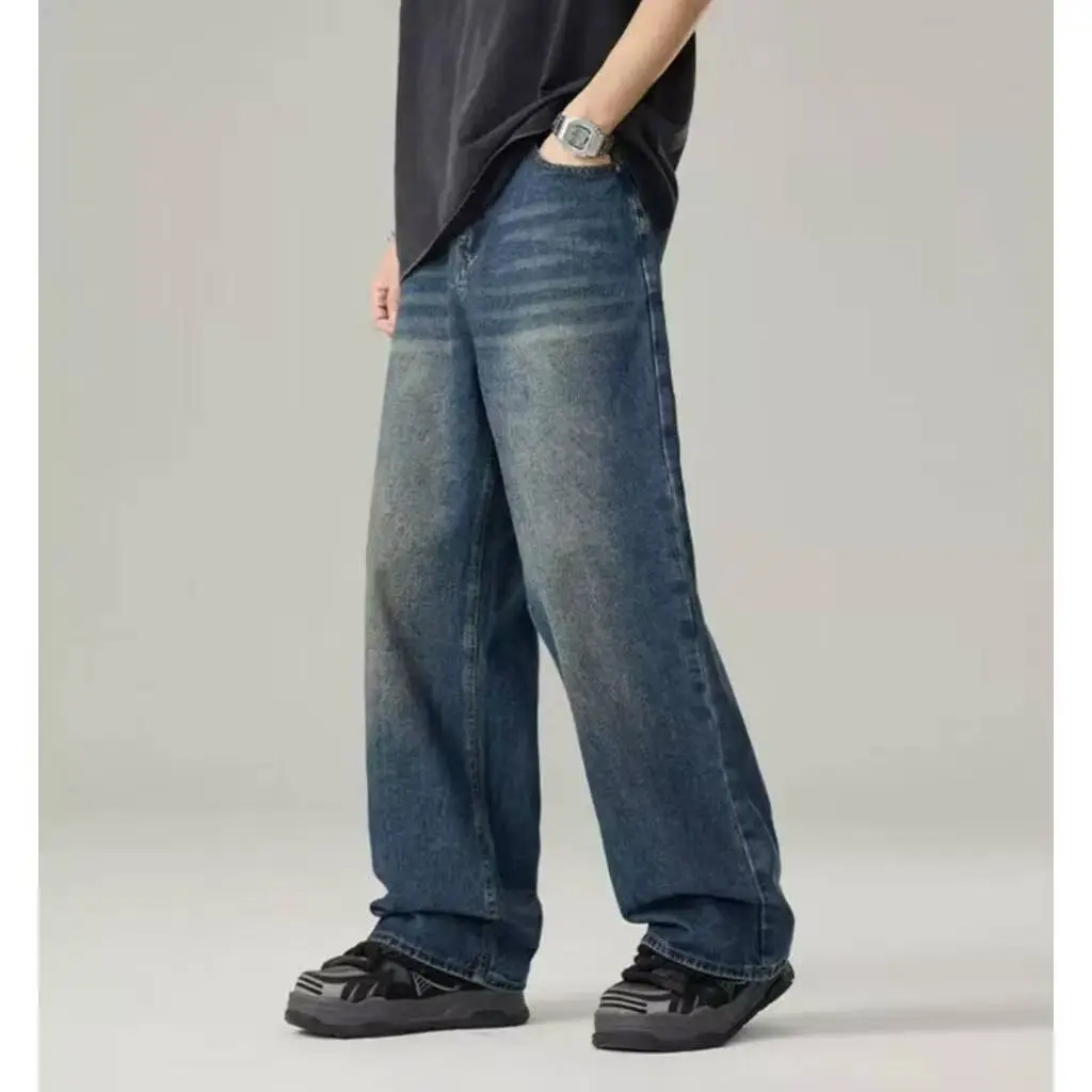 Herren Jeans Im American Vintage Stil Lockere Passform Weites Bein_voghion.com