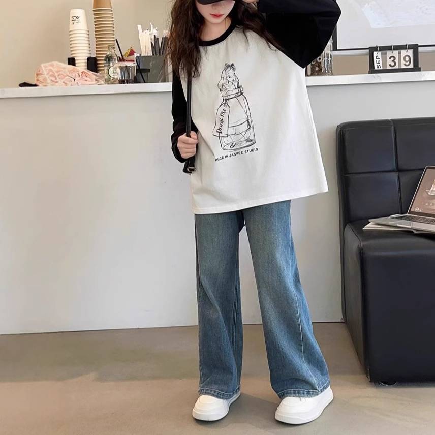 Flickas raglan t-shirt med lång ärm för barn och småbarn_voghion.com