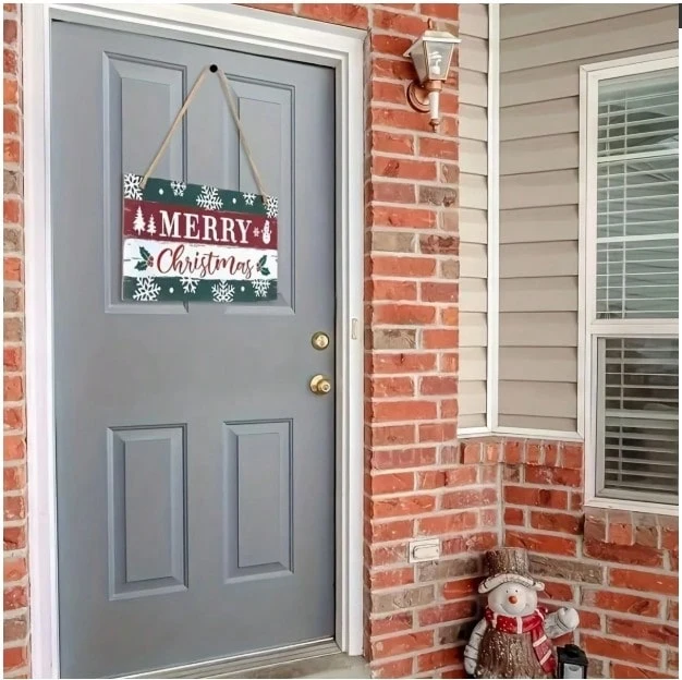 Weihnachts-Hängeschild,Holz Bauernhaus Weihnachtsdekoration Für Outdoor Mit Aufhängeband,geeignet Für Weihnachts Heim, Bauernhaus Innenraum Dekoration_voghion.com