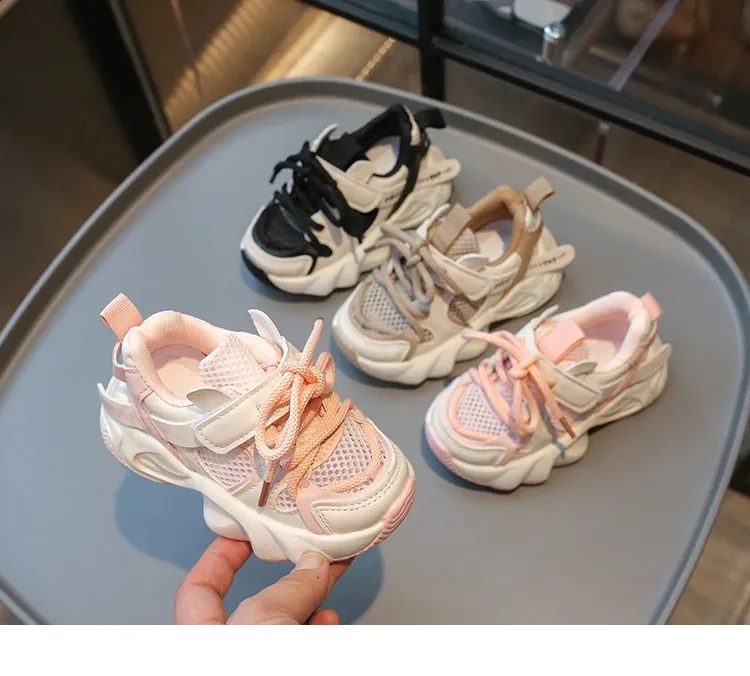 Childrens mesh breathable short chubby TPR running for boys and girls childrens casual sports shoes white tennis 3 4 5 6_voghion.com