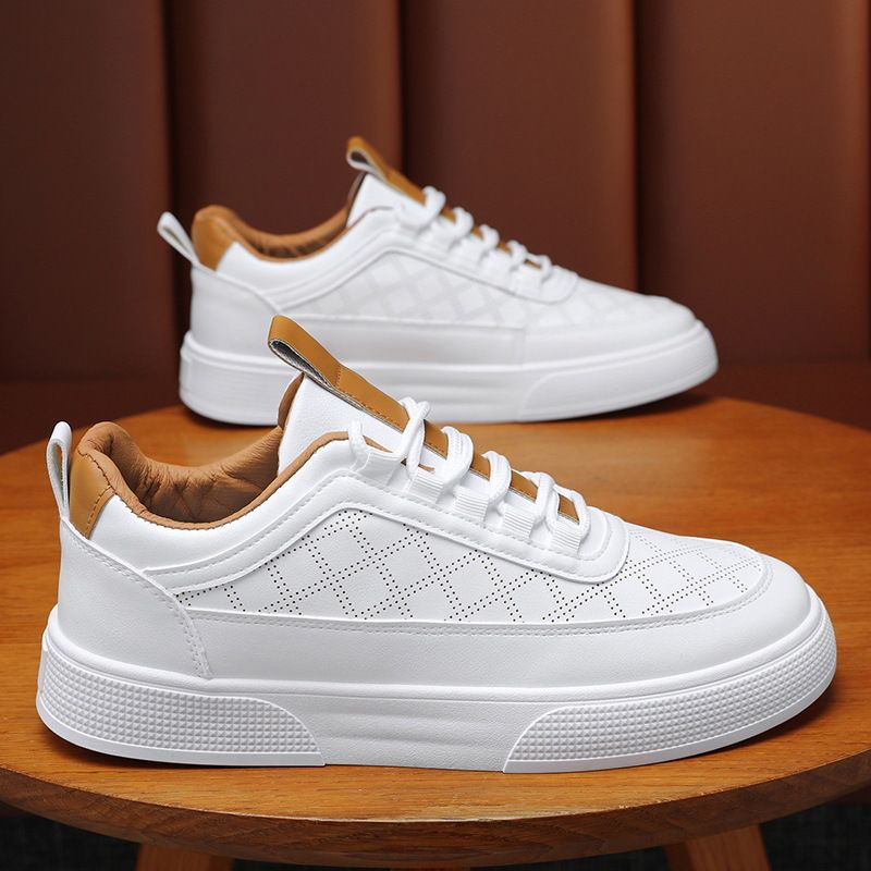 Scarpe da uomo coreane versatili, sportive, casual, alla moda, nuove, traspiranti, sottili, bianche, estive, 2024_voghion.com