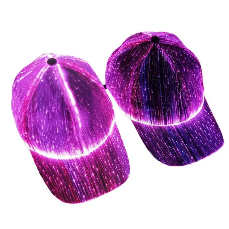 Ensembles d'écharpes Casquettes de baseball lumineuses à LED Casquette de baseball Chapeau lumineux Unisexe DJ Light Up Carnaval Fibre optique Hip Hop Chapeaux Femmes_voghion.com