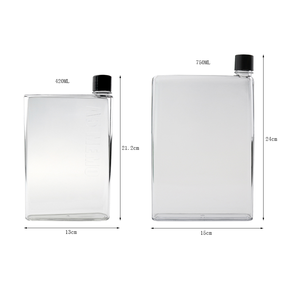 750ml Flat Water Bottle Outdoor Sports Drinking Waterbottle Crystal Transparent Plastic Kettle Portable Bottles Cup Drinkware_voghion.com