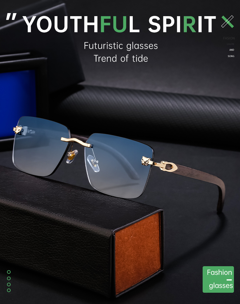 Vintage Square Rimless Sunglasses Men  Brand Fashion Frameless Sun Glasses For Male Anti Blue Light Eyeglasses UV400_voghion.com