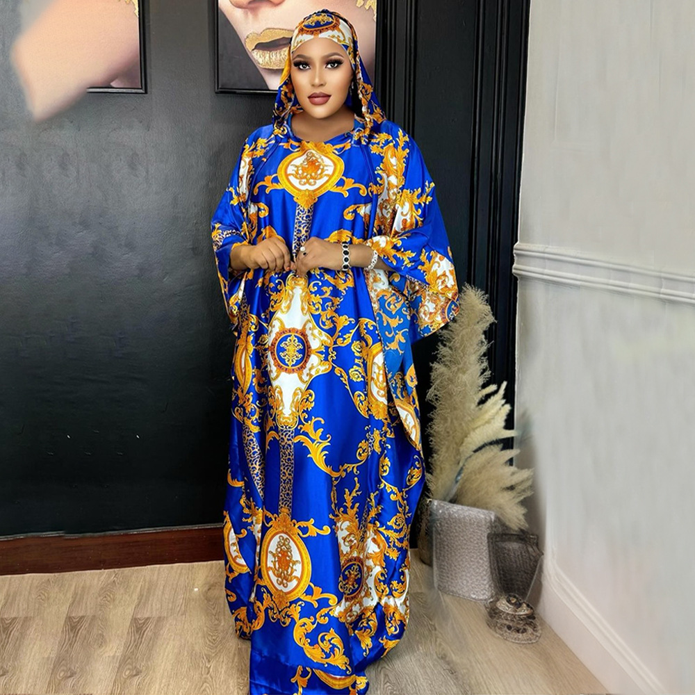 Robe imprimée grande taille pour femmes, vêtements musulmans avec capuche, en stock