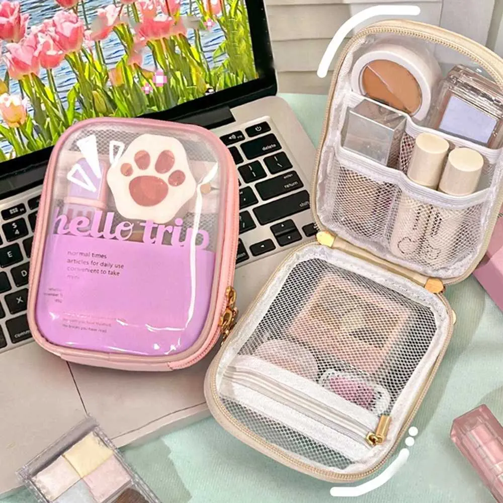 Portable Transparent Reesorganisator Mini Séiss Make-up Reißverschluss Toilette Späicherbeutel Y241023_voghion.com