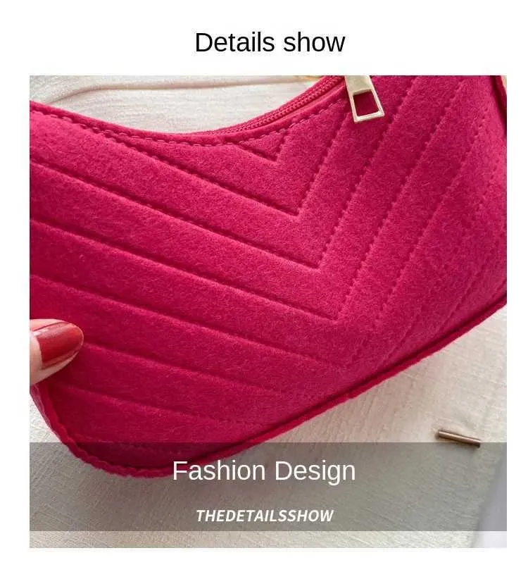 Mini borsa a tracolla da donna alla moda in feltro, design di alta qualità, borsa da ascella, bellissimo portafoglio, borsa a sella a mezzaluna 2024_voghion.com