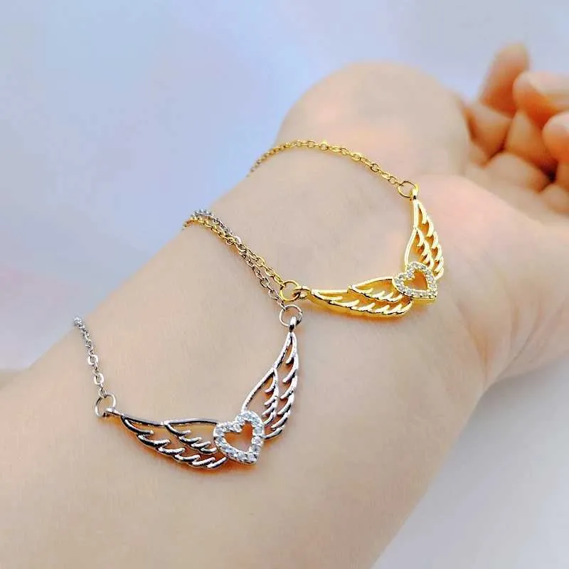 Halsband Mode Charm Ängelvinge Halsband Klassisk Personlighet Hjärtformad Mångsidig Hänge Utsökt Nyckelbenskedja_voghion.com