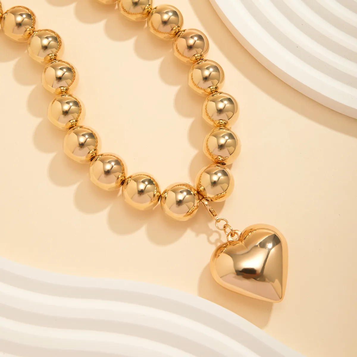 Collane con ciondolo IngeSight.Z Punk Metal Peach Heart Collana per donna Vintage Oro Colore CCB Perline Choker Party_voghion.com