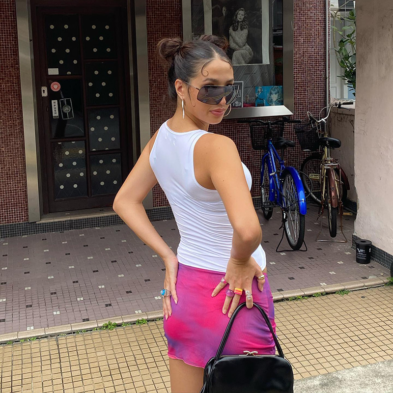 Q22TP273 Summer New 2024 Solid Color Pullover Sleeveless Pleated Open Navel Casual Women's Tank Top_voghion.com