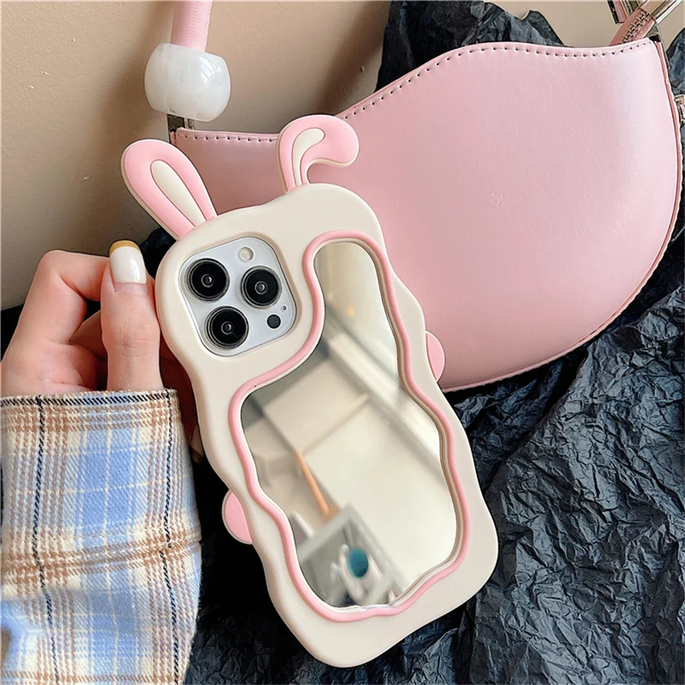 Cute Bunny Ears Mirror Phone Case For Iphone Protective Cover_voghion.com