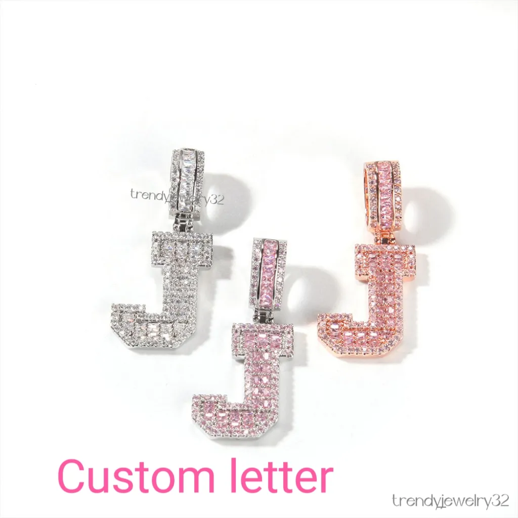 Collana con ciondolo a forma di piccola lettera in diamante, alla moda, per uomo e donna, in argento sterling, con catena a maglie cubane, hip hop e rock_voghion.com
