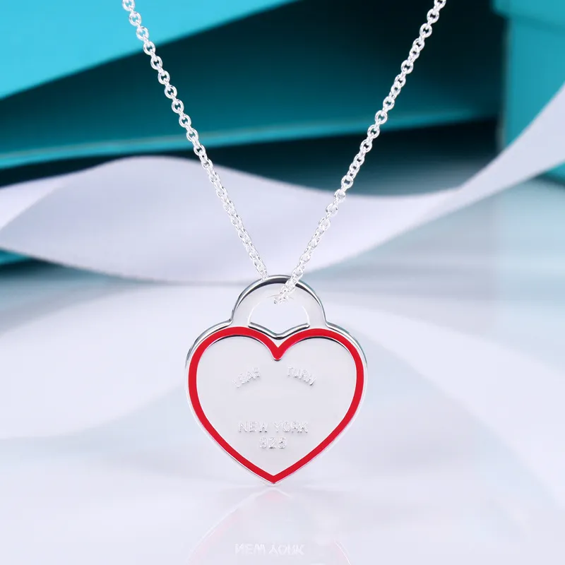 brand key designer pendant female S sier plated couple cross chain choker blue heart necklace neck jewelry gift_voghion.com