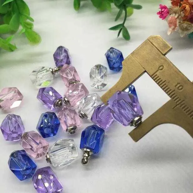 100 pz/lotto 10*15mm tappo a vite rombo fiala pendente rosa cristallo bottiglia di profumo collana ciondolo ciondoli nome o riso arte_voghion.com