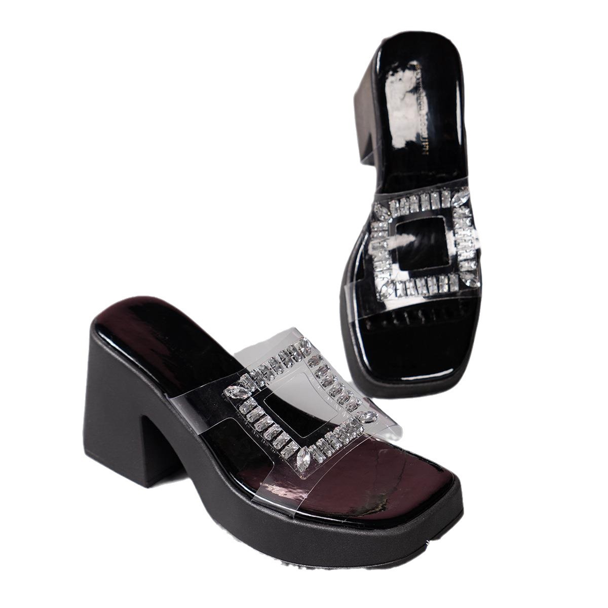 Lipper en strass à talons hauts de grande taille pour femmes portant une plateforme imperméable, ole épais, une ligne_voghion.com
